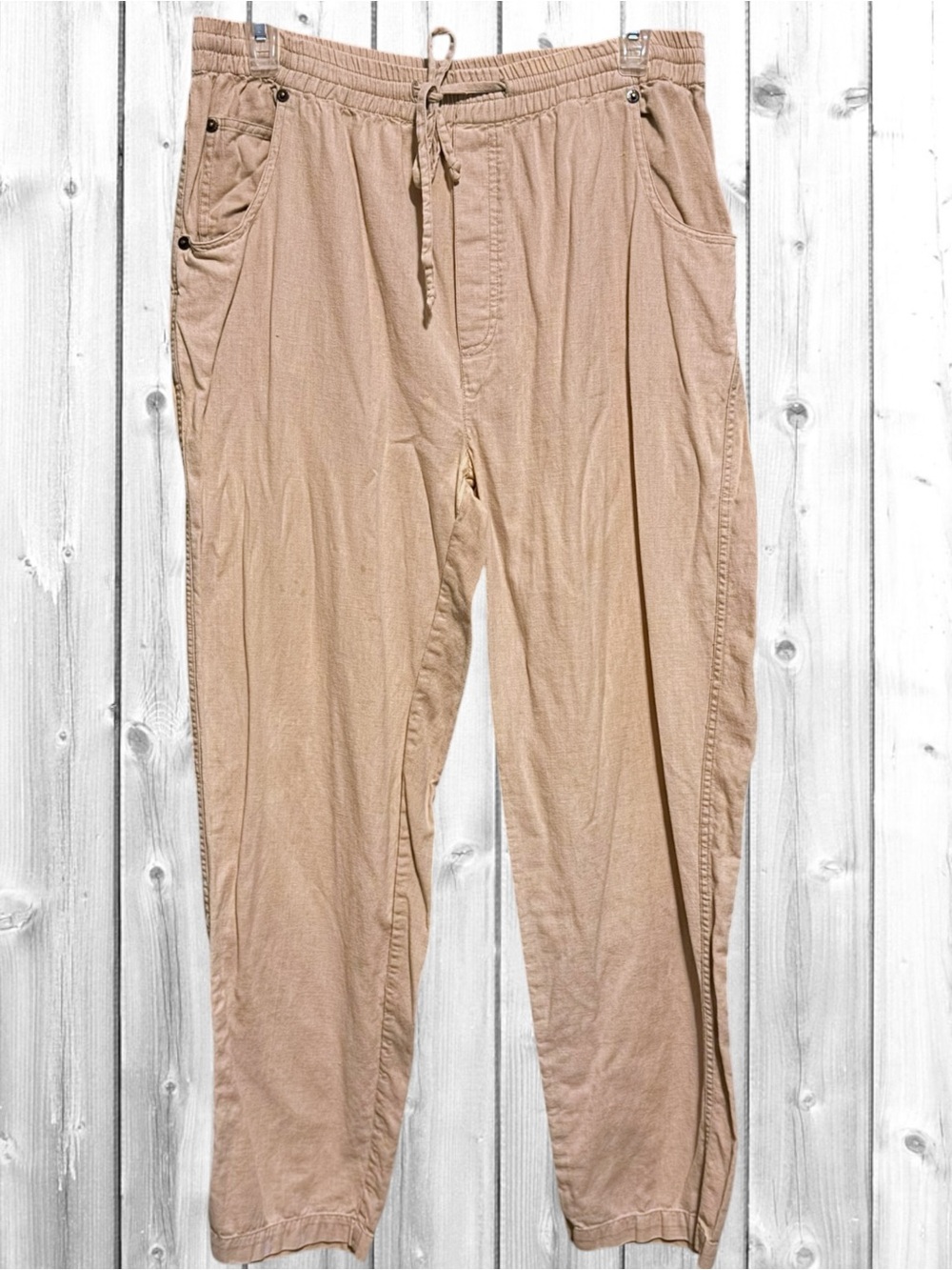 🌼VTG CASEY & MAX TAN ELASTIC WAIST DRAWSTRING PANTS
